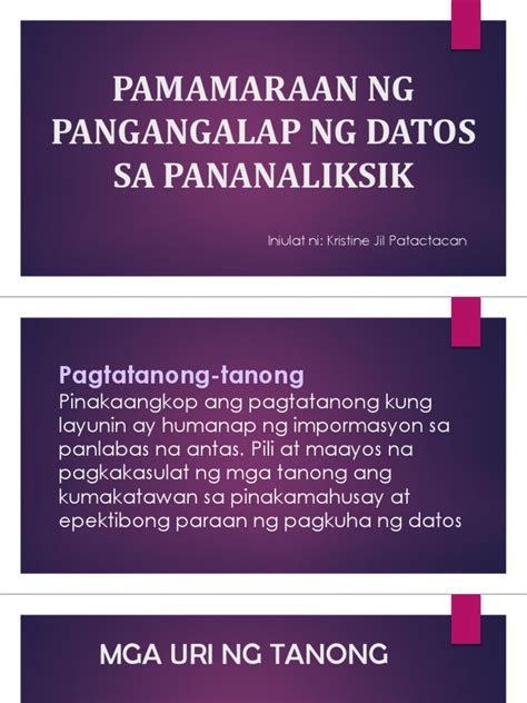 pangangalap ng datos ppt|Pamamaraan NG Pangangalap NG Datos .